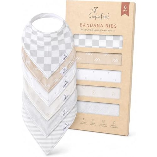 Copper Pearl 6 Pack Soft Cotton Baby Bibs for Drooling and Teething, Absorbent Drool Bibs for Baby Girl and Boy, Adjustable to Fit Newborns to Toddlers, Tons of Styles (Henry Set)