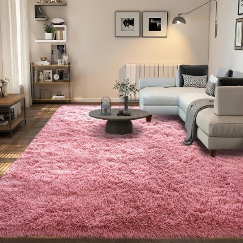 Area Rugs for Living Room Bedroom, Washable Soft Fluffy Shag Rug for Dorms, Nursery Rooms, Home Decor Aesthetic BeanPastePink 8x10 ft/96x120 inch