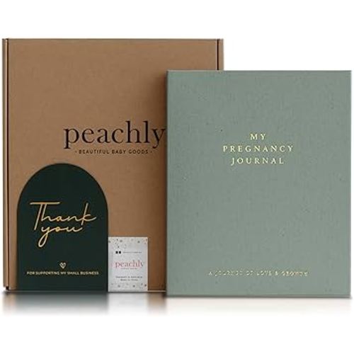 Peachly Pregnancy Journal - Linen Pregnancy Book to Capture Every Milestone - Pregnancy Must Haves - Baby Book Keepsake Pregnancy Journals For First Time Moms and Experienced Moms (Sage)