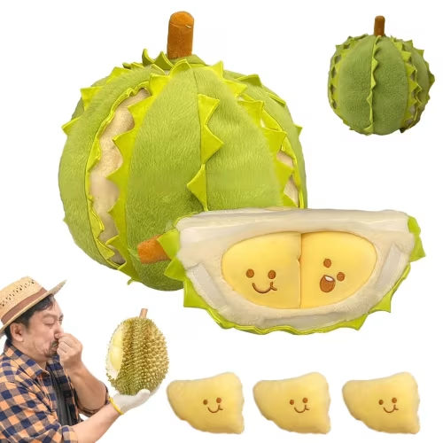 Edunwind Durian Plush Pillow Detachable Durian Shape Stuffed Plush Plush Savings Fruit Durian Stuffed Animal,Cute Durian Plush Toy for Gifts
