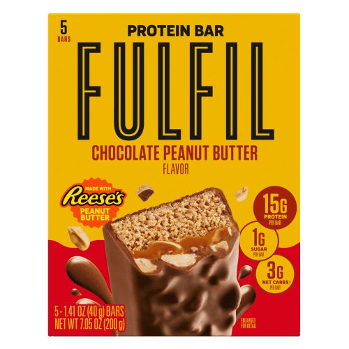 Fulfil Chocolate and REESE'S Peanut Butter Flavored Protein Bars, 5 Count