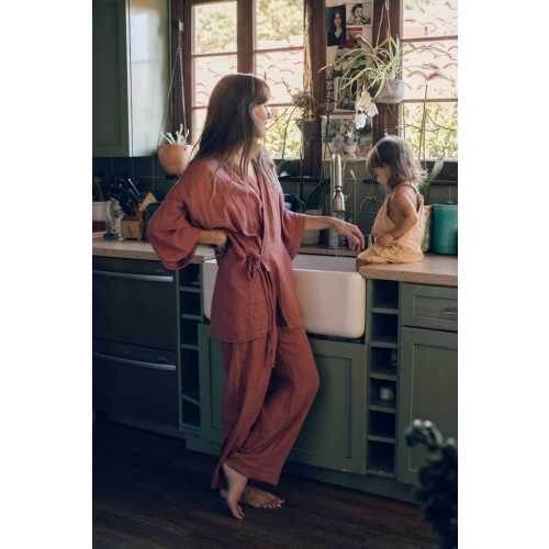 Kardeş Loungewear Top and Pants in Canyon Rose | Luxury 100% Soft Cotton Gauze | Indoor and Outdoor Wear – OddBird Co.
