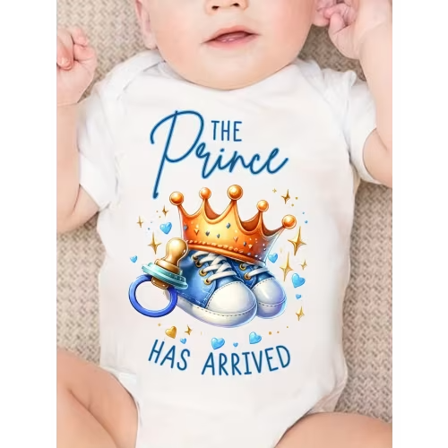 boys prince sneakers print short sleeve romper - Temu