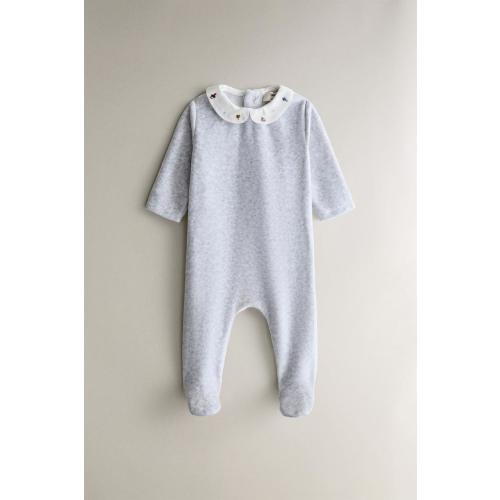 BABY EMBROIDERED INFINITY SCARF FOOTED ROMPER - Gray marl | ZARA United States