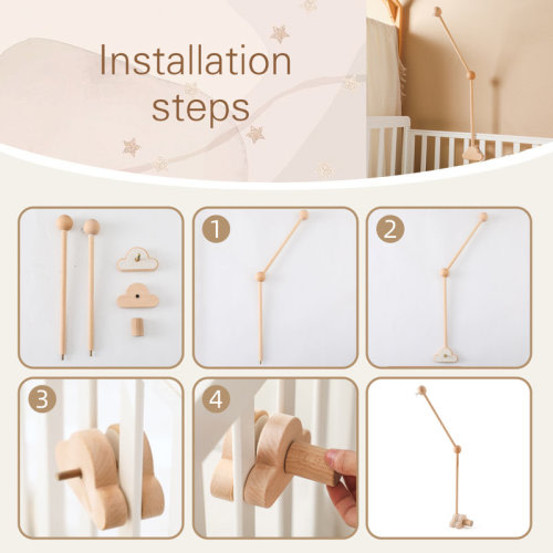 Ebern Designs Cloud-Shaped Wooden Crib Mobile Arm with Clamp Mount | Wayfair