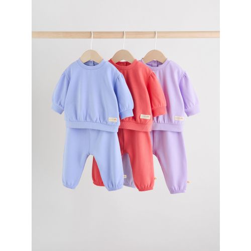 Purple/ Pink/ Blue Baby Sweatshirt & Joggers 6 Piece Set (0mths-2yrs)