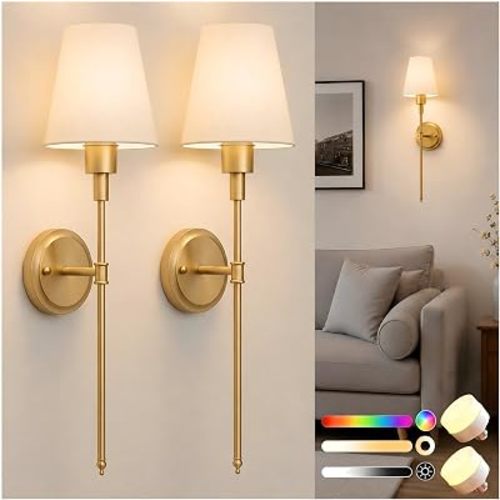 Battery Operated Wall Sconce: Set of 2 Wireless Wall Light 12000mAh