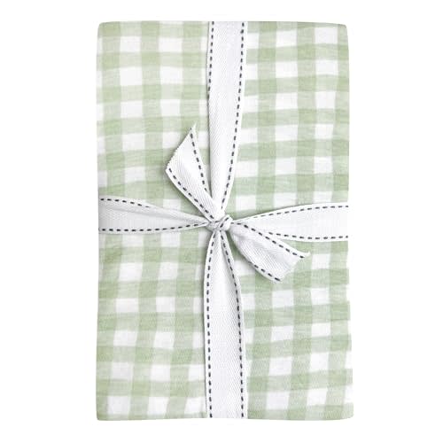 Butterblu Frankie Fitted Crib Sheet 100% Organic Cotton for Baby & Toddler Mattress, Breathable for Boys & Girls, Sage Check, One Size