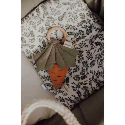 Sensory Carrot Rattle: Wooden Teething Toy for Newborns, Montessori Baby Shower Gift, Nursery Decor