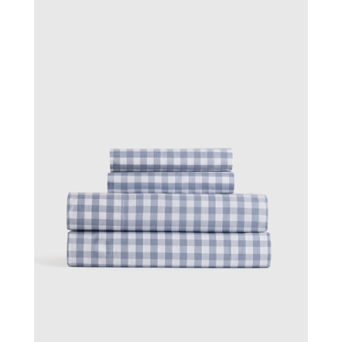 Organic Crisp Percale Sheet Set in Blue Garden