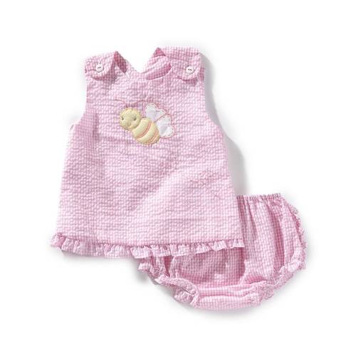 Petit Ami Baby Girls Sleeveless Bumblebee-Applique Popover Top & Matching Bloomer Set