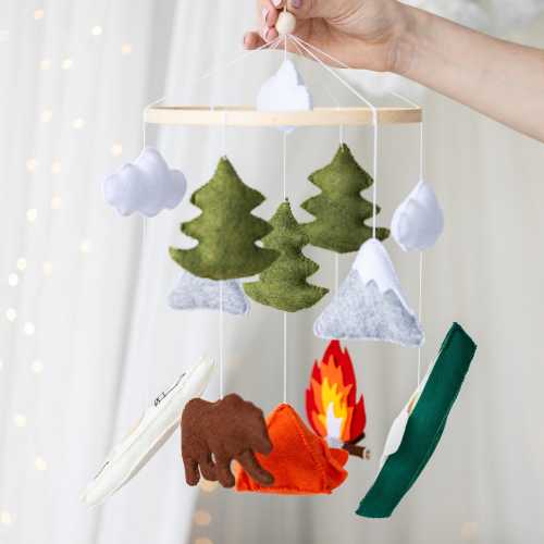 Camping baby mobile, Mountain theme baby mobile,National park baby mobile,Forest nursery mobile,Nature crib mobile,Woodland baby crib mobile