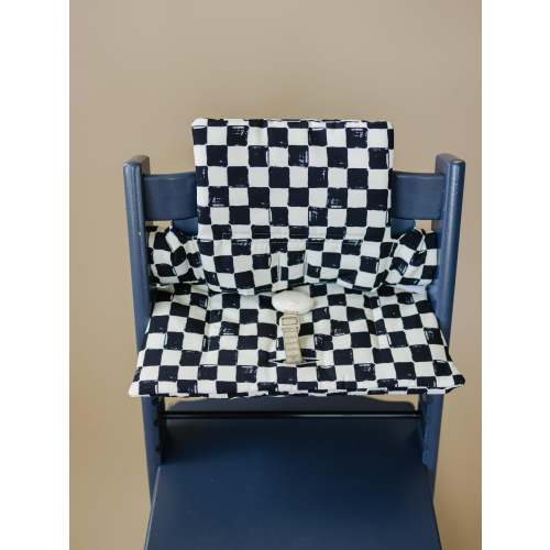 Black & White Checkered Highchair Cushion - Wipeable Stokke Tripp Trapp Cover