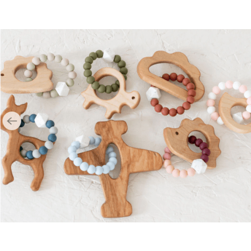 Wooden Teether with Silicone Ring
