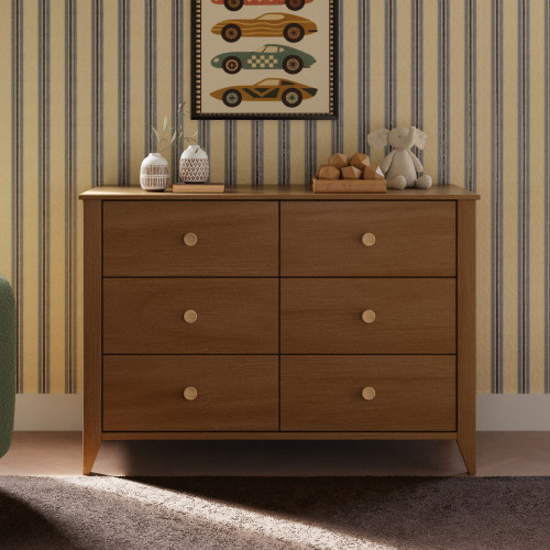 babyletto Sprout 6-Drawer Double Dresser - Chestnut / Natural