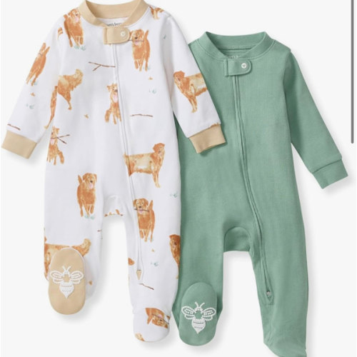 Burt's Bees Baby Boys Sleep and Play PJs, 100% Organic Cotton One-Piece Zip Front Romper Jumpsuit Pajamas