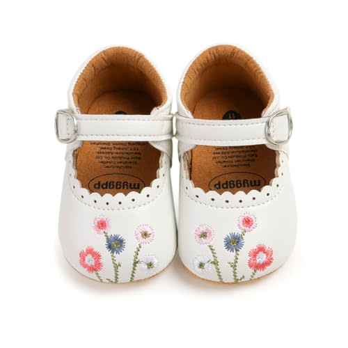 Baby Girls Mary Jane Flats with Bowknot Floral Princess Wedding Dress Shoes Soft Newborn Infant Crib First Walkers Prewalker