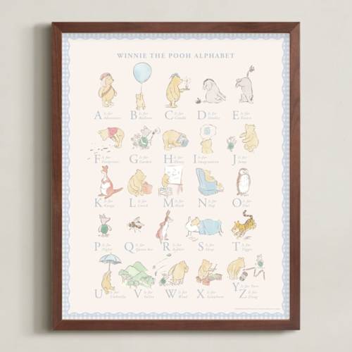 Disney Winnie The Pooh Alphabet Disney Open Edition Children's Art Print by Sabrin Deirani
