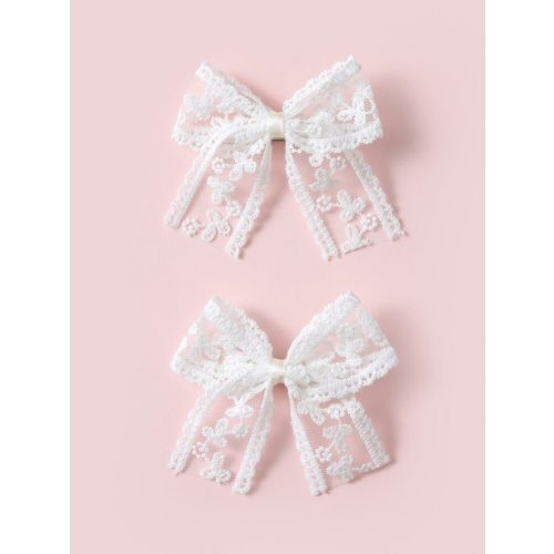 2pcs White Lace Bow Hair Clips + 14pcs Chiffon Ribbon Hair Pins, Versatile Headwear | SHEIN USA