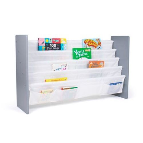 Humble Crew Kids' Bookrack 4 Tier Front Pockets Book Organizer White/Gray