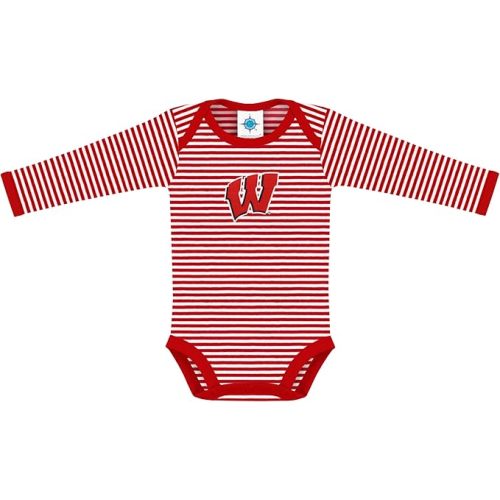 Creative Knitwear College Baby Striped Long Sleeve Bodysuit - Team Logo, Multiple Colors, Unisex (0-12 Months)