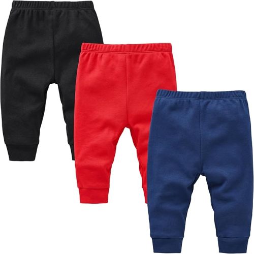 kavkas Infant and Toddler Active Pants Unisex Cotton Trousers Solid Color Baby Basic Jersey Leggings Boy Girl Bottoms