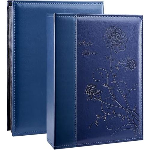 Artmag Photo Album 4x6 300 Photos, Extra Large Capacity Leather Cover Wedding Family Photo Albums Holds 300 Horizontal 4x6 Photos(Blue)