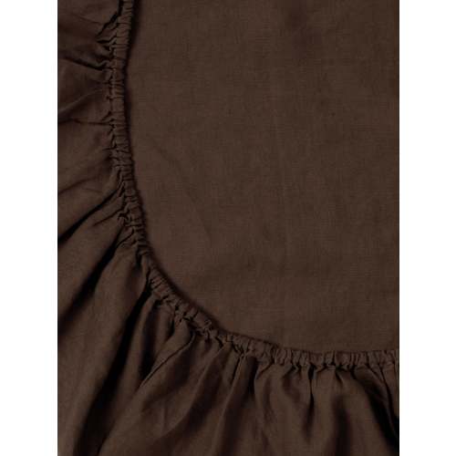 Linen Cot Sheet - Chocolate
