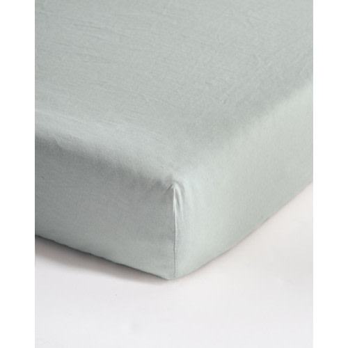 European Linen Fitted Crib Sheet in Mist