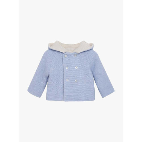 Baby Knitted Teddy Bear Coat in Pale Blue | Trotters London – Trotters Childrenswear USA