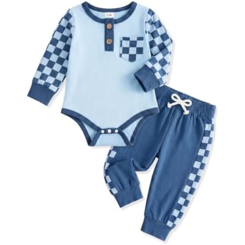 HONGTEYA Baby Boy Clothes Cotton Newborn Infant Long Sleeve Romper Outfit