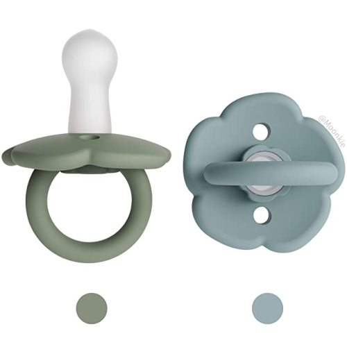 Moonkie Pacifiers Set of 2 | One-Piece Design Baby Pacifier with Large Air Holes | BPA-Free Silicone | Safe for Babies 0-6 Months