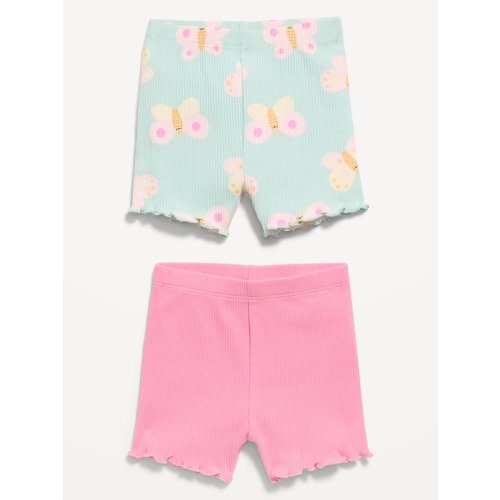 Ribbed Lettuce-Edge Biker Shorts 2-Pack for Baby
