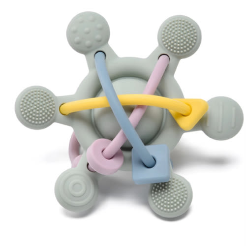 Little Rawr Silicone Rattle & Teether Wheel Pastel Size Small | Baby Bunting AU