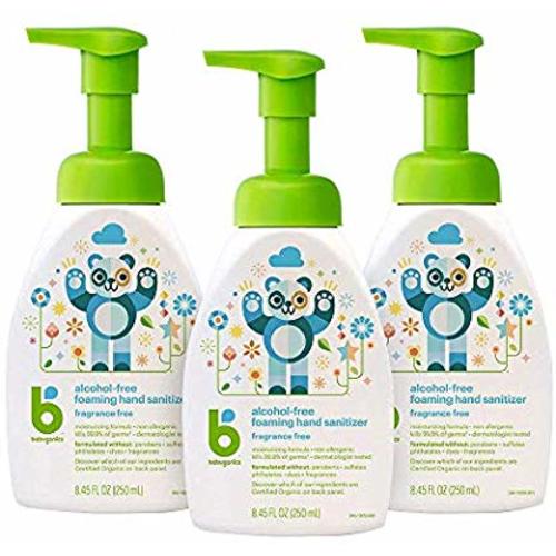 Babyganics Alcohol-Free Foaming Hand Sanitizer, Pump Bottle, Fragrance Free, 8.45 oz, 3 Pack, Packaging May Vary