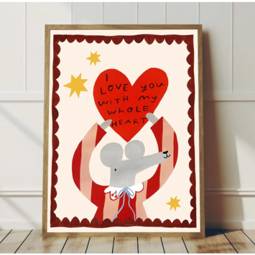 I Love You With My Whole Heart Mouse Art Print