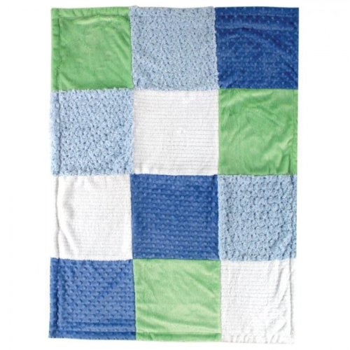 Hudson Baby Infant Boy Multi-Fabric Panel Plush Blanket, Blue, One Size