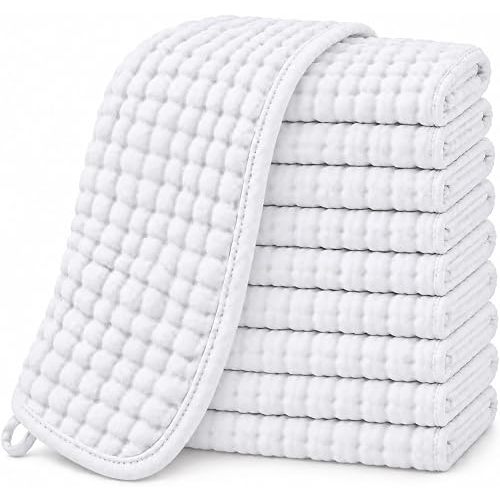 HIPHOP PANDA 10 Pack 100% Cotton Muslin Baby Burp Cloths - Extra Thick