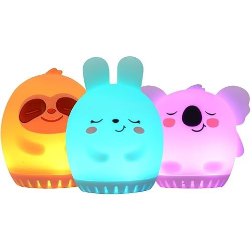 GlowBoo Portable Sound Machine 3-Pack with 20 Sounds & Lullabys, Soft BPA-Free Silicone, White Noise Machine with Timer, Washable Cover, 9 Colors for Babys & Small Children, USB Rechargeable