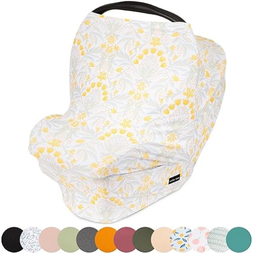 Simka Rose Breathable Nursing Cover Up and Car Seat Cover for Babies - Breastfeeding Cover for Baby Boy & Girl - Adjustable Stretchy Infant Carseat Canopy Carrier Cover for Summer - Must Have Registry