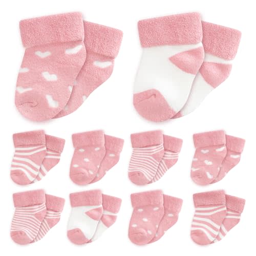 Sdfvsdg 10 Pairs Preemie Baby Socks Cotton Turn Cuff Socks for Boys Girls Newborn
