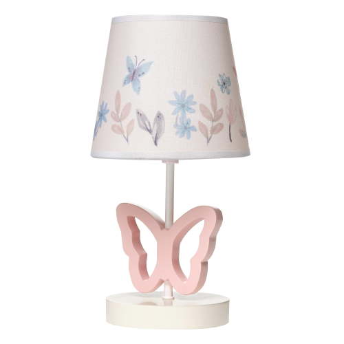 Free Shipping! Lambs & Ivy Baby Blooms Pink Butterfly Nursery Lamp with Floral Shade & Bulb - Walmart.com