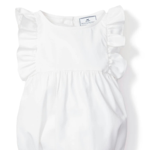 Baby's Twill Ruffled Romper in White