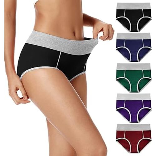 POKARLA Womens Cotton Underwear High Waist Full Coverage Briefs Soft Breathable Postpartum Panties Stretch Underpants