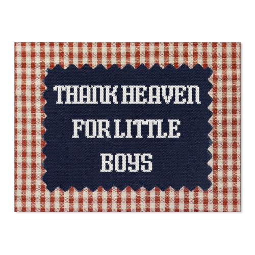 Haitunone Thank Heaven for Little Boys Wall Art Kids Toddler Quote Poster Vintage Red Gingham Canvas Prints for Nursery Boys Room Wall Decor 12x16 inch Unframed