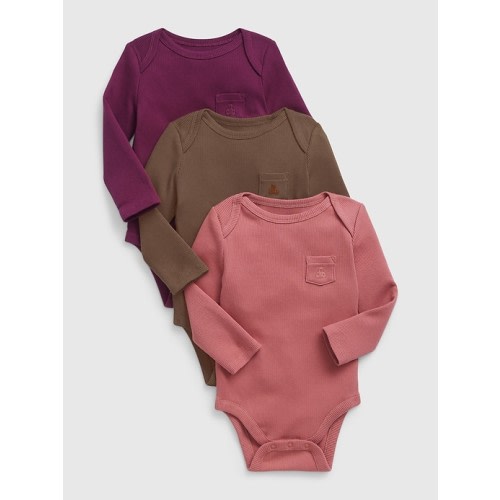 Baby 100% Organic Cotton Rib Bodysuit (3-Pack) in deco rose