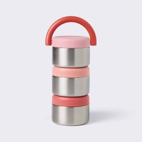 5 fl oz 3pc Stacking Snacker Food Storage Cups - Pink - Cloud Island™