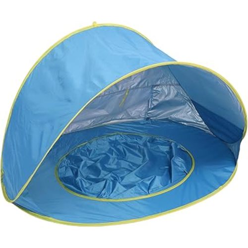 Zunate Pop Up Baby Beach Tent, Sun Proof Wind Proof Portable Beach Shade Shelter with Built in Pool Storage Pockets Infant Outdoor Camping Picnic (Blue)