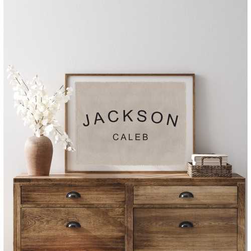 Personalized Name Flag Sign, Custom Nursery Wall Decor Canvas Poster, Wall Art Kids Room Pennant Banner