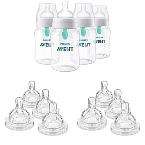 Philips Avent Anti-Colic Baby Bottles with AirFree Vent, 9oz, 4pk, Clear, SCY703/04